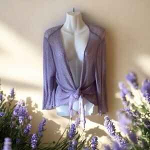 Orchid open Cardigan size L by Autonomy very pretty stitches tie at bottom 🌷